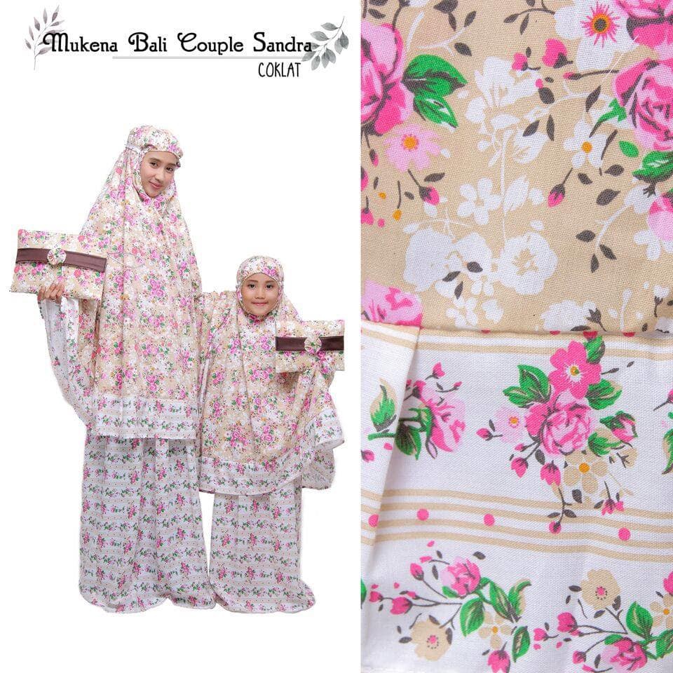 MUKENA COUPLE BALI SANDRA TAS PESTA COKLAT IBU ANAK