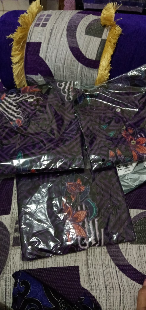 Batik Couple Keluarga Sania Ruffle Ori Ndoro Jowi Dnt Motif Pagar Ayu Ungu Terong
