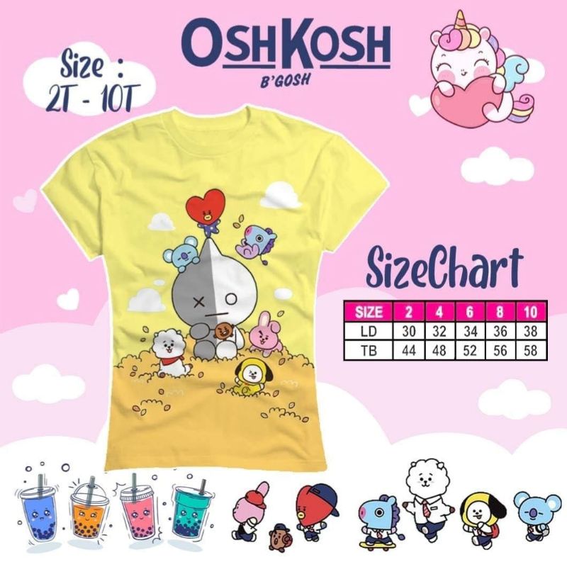 Kaos Anak Boba BTS series 1-7 Tahun Kaos Bahan Cotton Combad24S