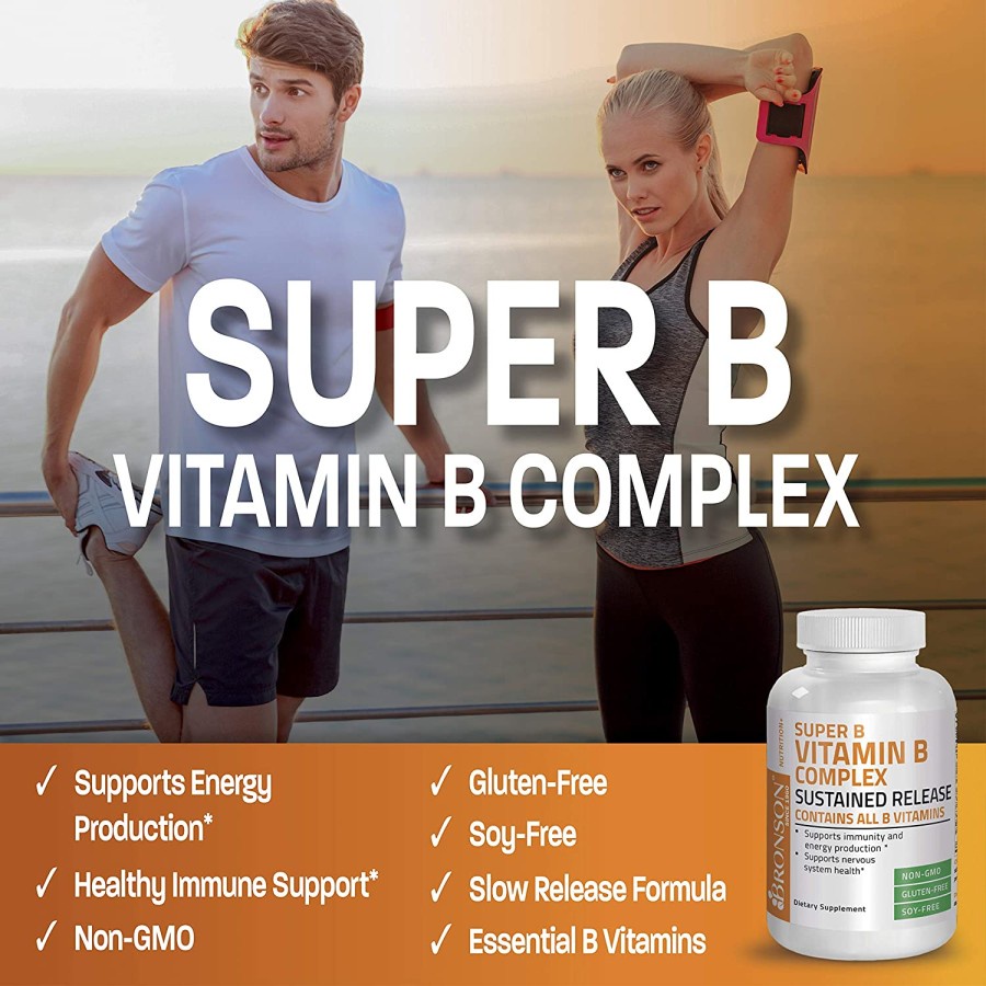 Bronson Super B Vitamin B Complex Sustained Released 100 Tabs Original from USA