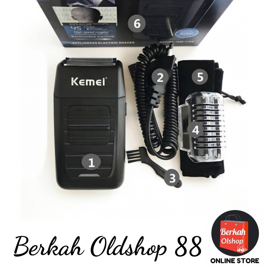 Berkah Oldshop 88 - Alat Cukur Kumis Dan Jenggot Botak Recharger - Shaver Kemei KM 1102