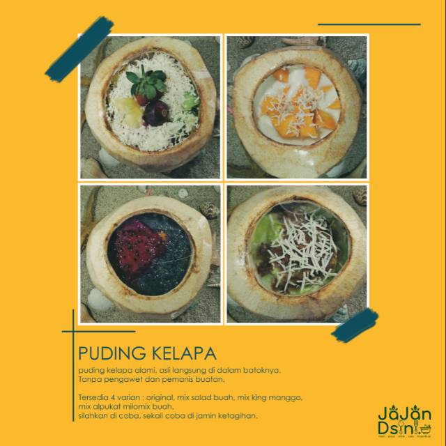 

Puding Kelang Mix King Manggo, Puding Kelapa Mix Alpukat Milo, Puding Kelapa Mix Salad Buah