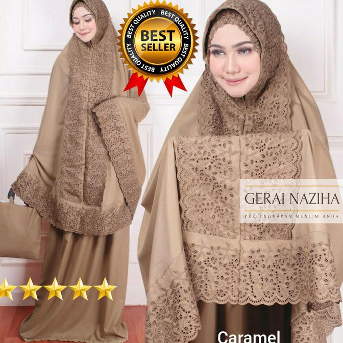 Ori&Terjamin Mukena Dewasa Siti Khadijah Fatimah Syahrini Bordir Katun Full Kd - Forest Green