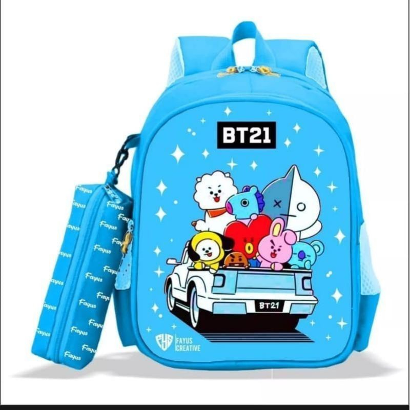 Tas BT21 - Tas viral - Tas Korea - Tas anak - Tas lucu - Tas ransel sekolah anak BT21 - Ransel karak