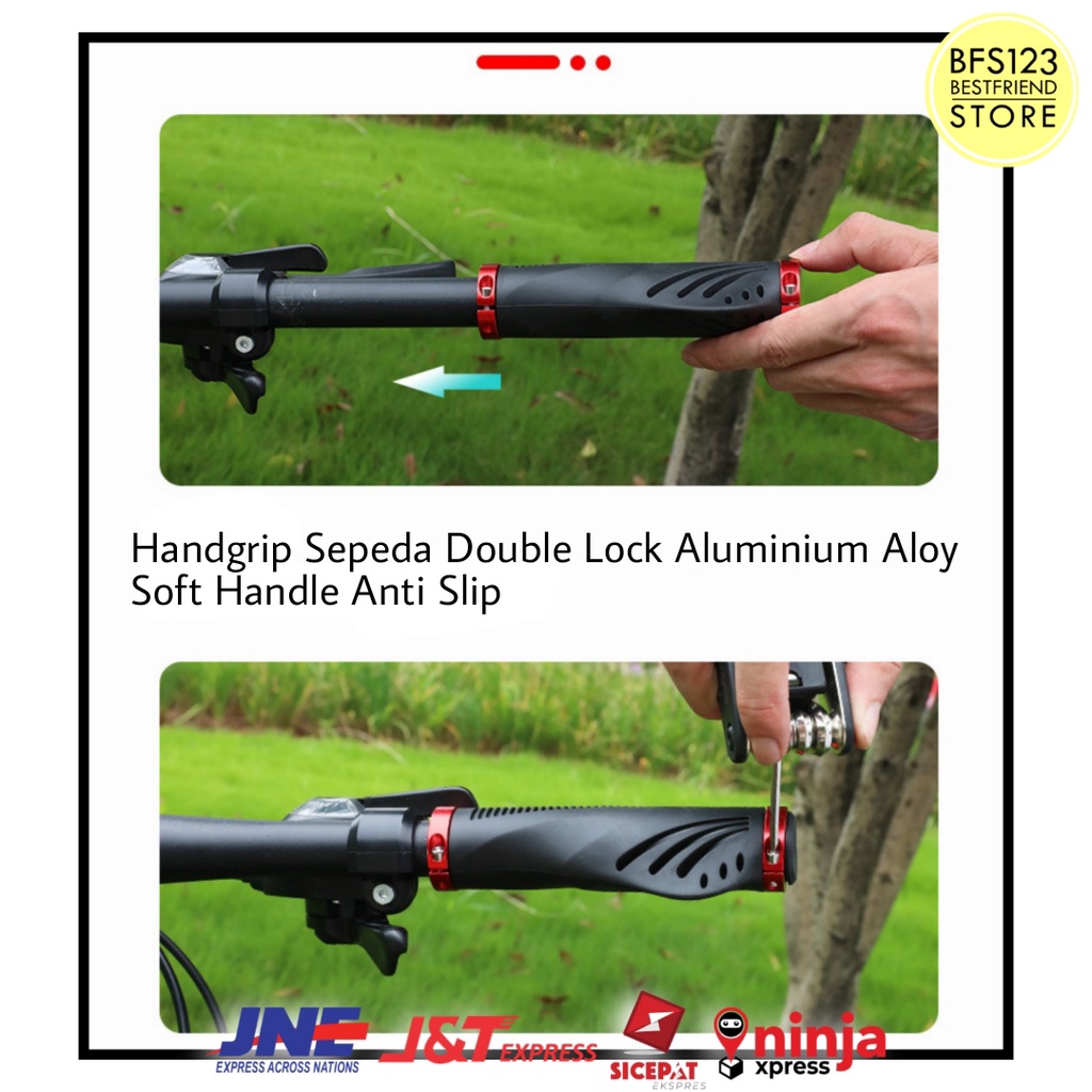 Handgrip Sepeda Double Lock Aluminium Aloy Soft Handle Anti Slip