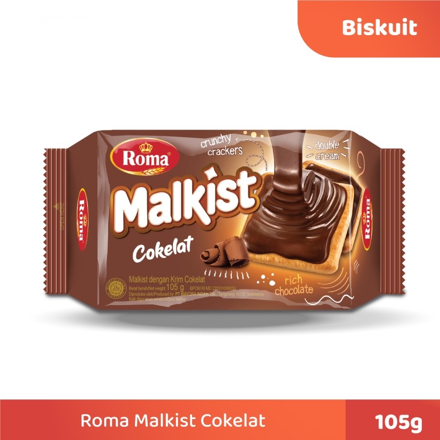 

BISKUIT ROMA MALKIST COKLAT 90 GR CHOCOLATE BISCUIT