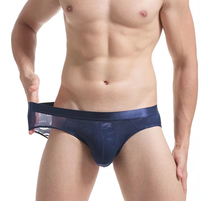 Men's Seamless Panties One Piece Briefs Thin Section U Convex Mid Waist Breathable Comfortable Lace 