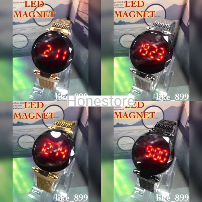 Jam Tangan Magnet Digital Led Bulat murah