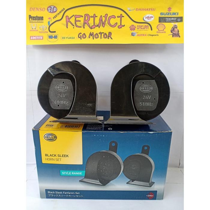 Klakson Keong Hella 24V Black Sleek Horn Set - Klakson Hella Black