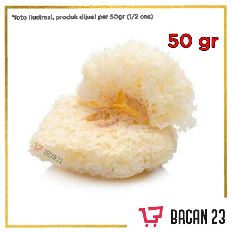 Jamur Putih Kering (50gr) - (Bahan Pasar Timbang) / Dried White Fungus Mushroom / Bacan 23 - Bacan23