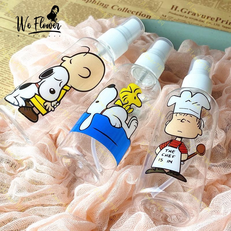 (We) Botol Kosong Bahan Plastik Desain Snoopy Kartun Kapasitas 100ml Portabel Untuk Kosmetik/Makeup