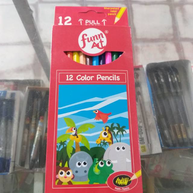 

Pensil warna / kelir kayu Funn art murah 12 warna panjang