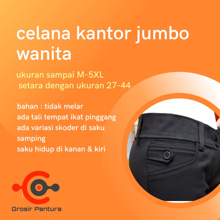 Celana Panjang Kantor Kerja Formal Jumbo Wanita Bahan Semi Woll Premium Bawahan Wanita Karir