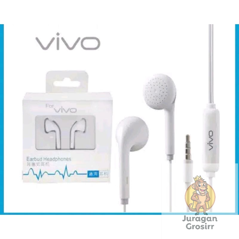 JG - Headset Handsfree VIVO ORI Original 99% Earbud Earphones Earphone Mic Headphone TERMURAH