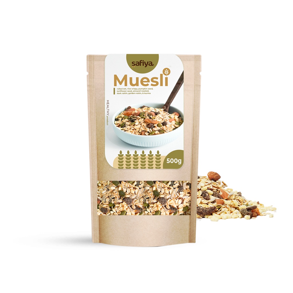 Muesli 500 gr Safiya – Healty Food With Almond | Muesli Safiya Sereal Sarapan Makanan Sehat