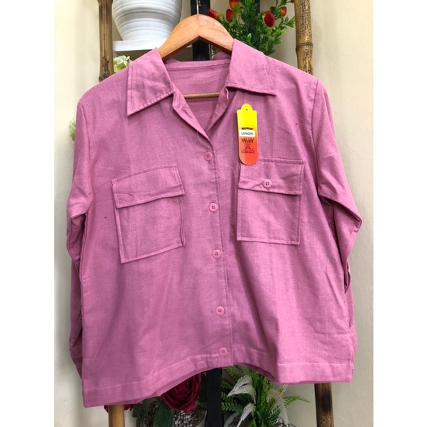 L-N LANORI KEMEJA LINEN KANCING BUTON PREMIUM WANITA - KEMEJA WANITA-DUSTY