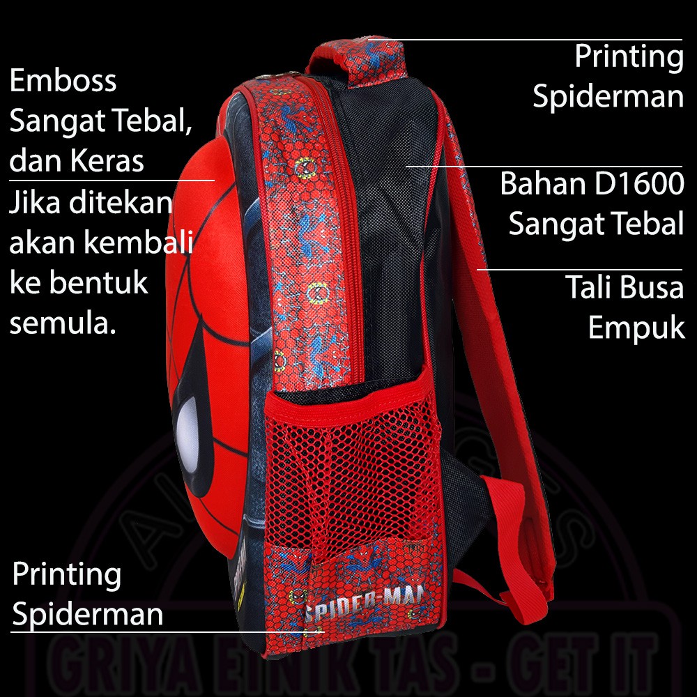 PREMIUM Tas Sekolah Anak Laki laki SD Tas Anak Karakter Spiderman Ironman Cars Tas Ransel Anak