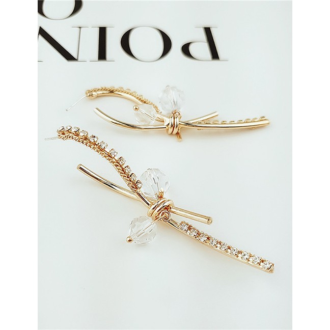 LRC Anting Tusuk Fashion Gold Diamond Stud Earrings F49293