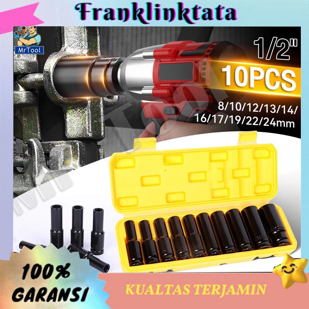 [akan terjual habis]10 Pcs kunci pas listrik Air Impact Flank Socket Pneumatic Sleeve Torque Spanner