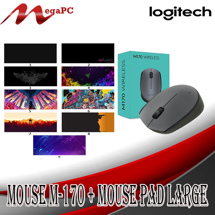 Paket Mouse M-170 Logitech &amp; Mouse Pad Gaming Large MegaPC