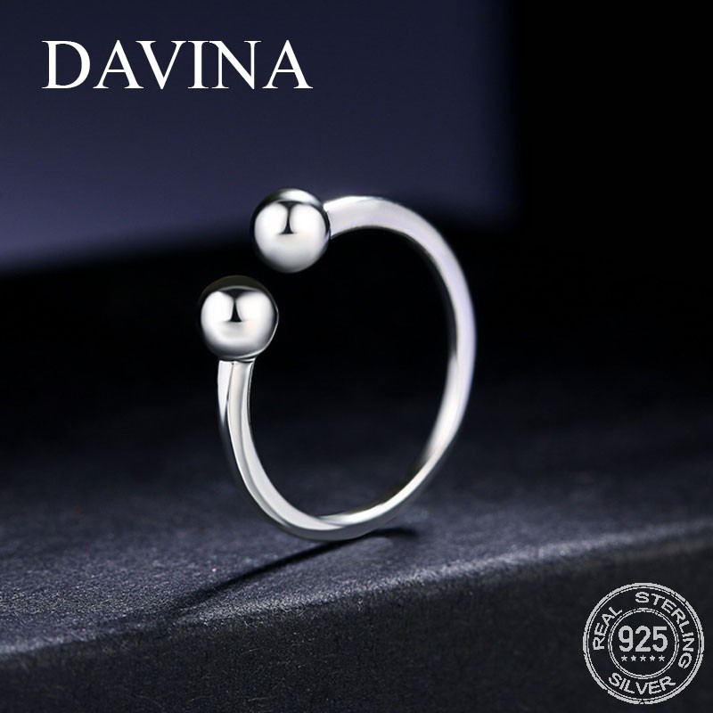 Davina Cincin Perak Nora Ring 925 Sterling Silver Wanita Korea Unik Asli S925 Simple Open Adjustable