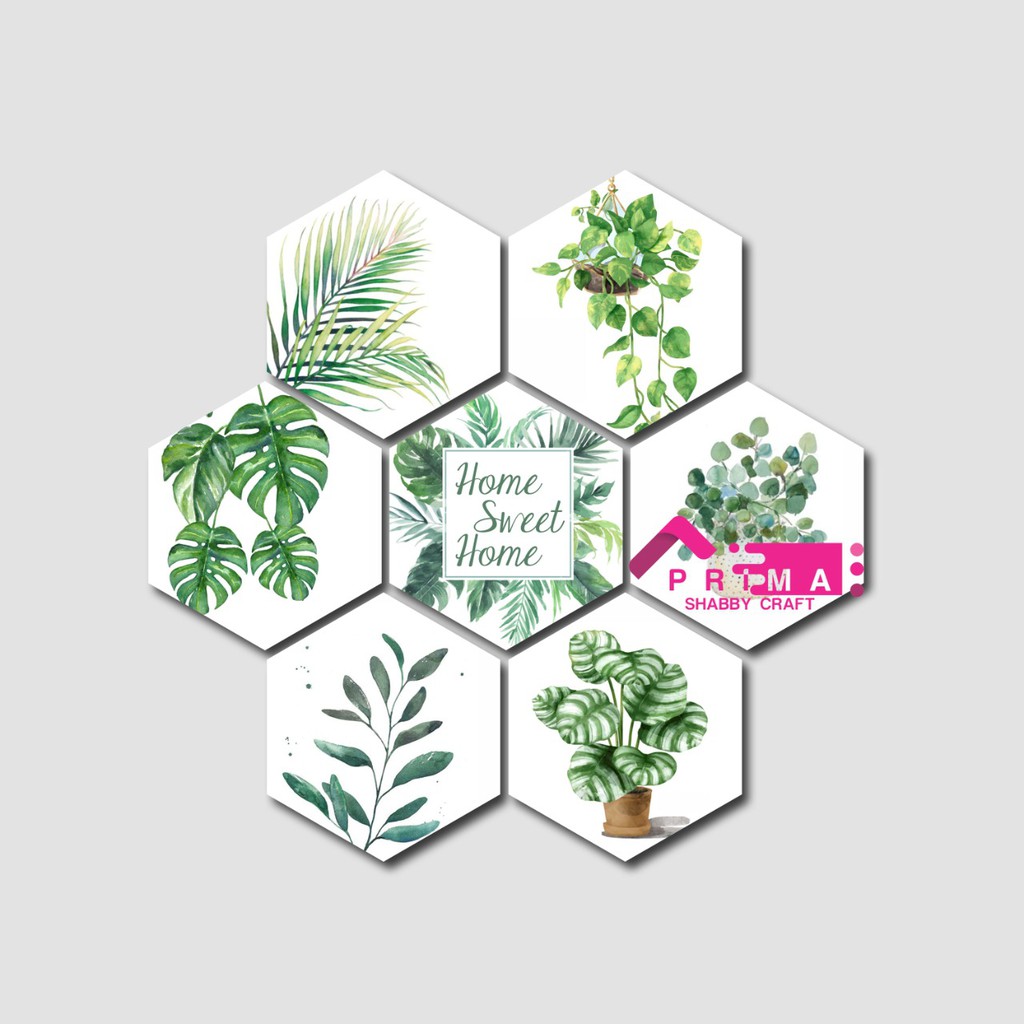 7 IN 1 HEXAGONAL SEGI  ENAM  DAUN HOME SWEET HOME HIASAN  