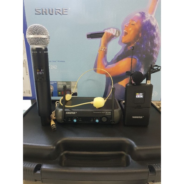 PROMO MURAH MIC WIRELESS SHURE PGX 242 ( Pegang + Clip on + Headset )