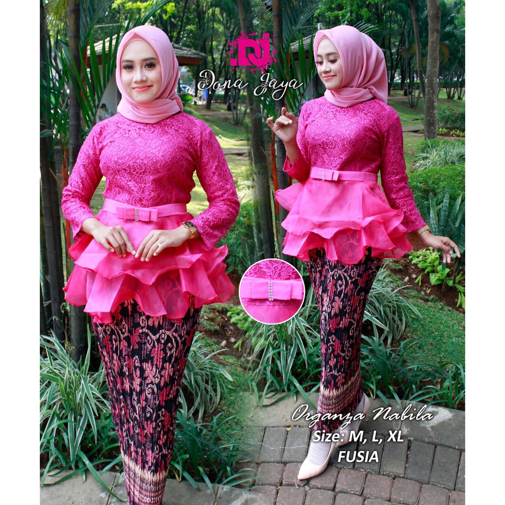 Set kebaya brukat kombinasi / kebaya brukat organza / brukat / organza / pakaian wanita /fashion