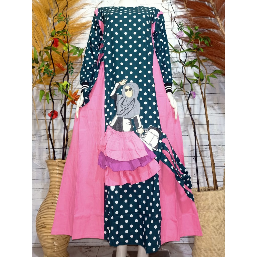 LANGSUNG KIRIM gamis polkadot chitato/gamis katun jepang premium polkadot