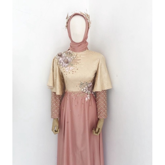 gamis brokat,Gaun Brokat,gaun pesta muslimah