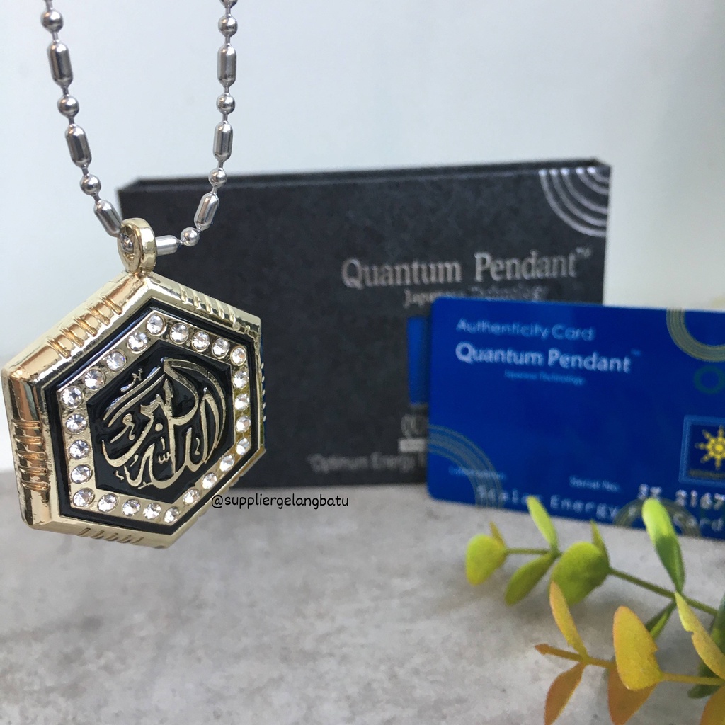 BAYAR COD KALUNG QUANTUM PENDANT HEXAGON ALLAHUAKBAR PERMATA RANTAI