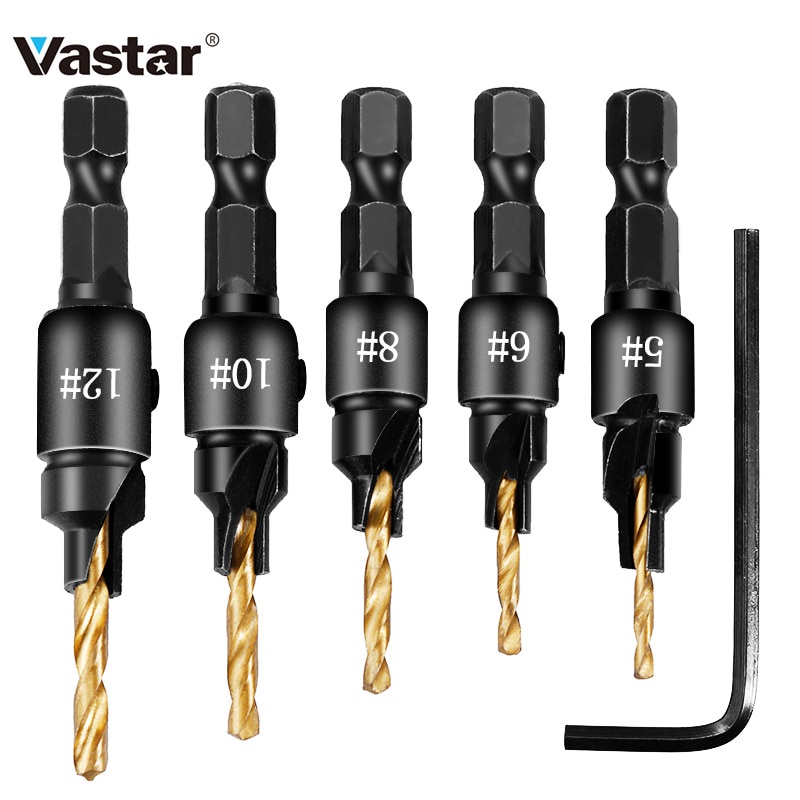 Taffware Vastar Mata Bor Drill Bit Countersink HSS 1.98-3.56 mm 5 PCS - SV-VDB26 - Black