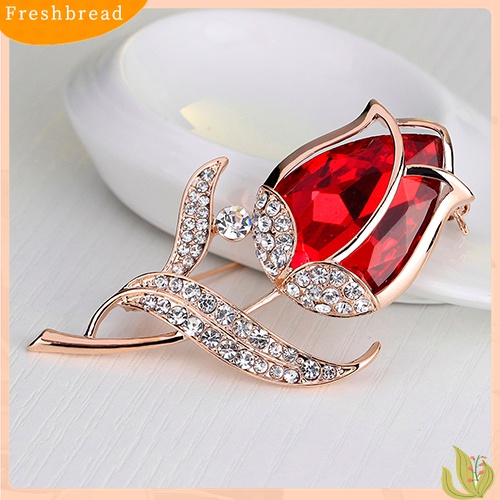 [ TERLARIS]Womens Fashion Rhinestone Glass Tulip Flower Brooch Pin Wedding Party Jewelry Gift