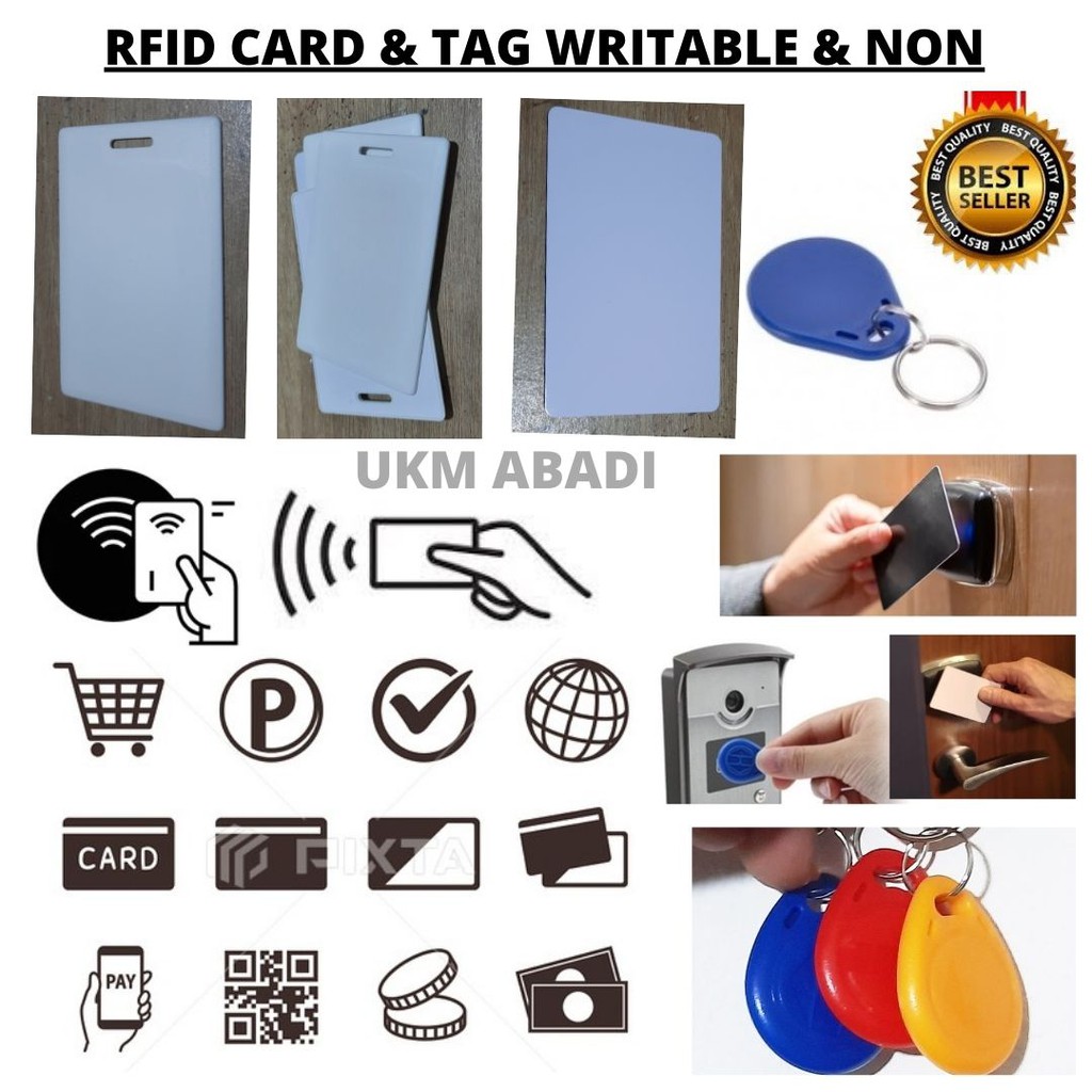 Kartu RFID Card dan Tag Keychain Gantungan Kunci Pintu Hotel Lemari Writetable  Rewritable 111147