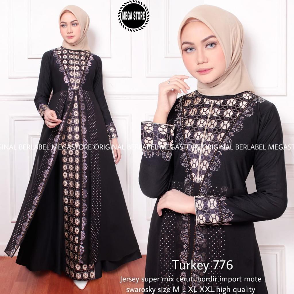 OK - DRESS MUSLIM ABAYA TURKEY HITAM | ABAYA TURKEY MEWAH | ABAYA TURKEY BORDIR | TURKEY 776