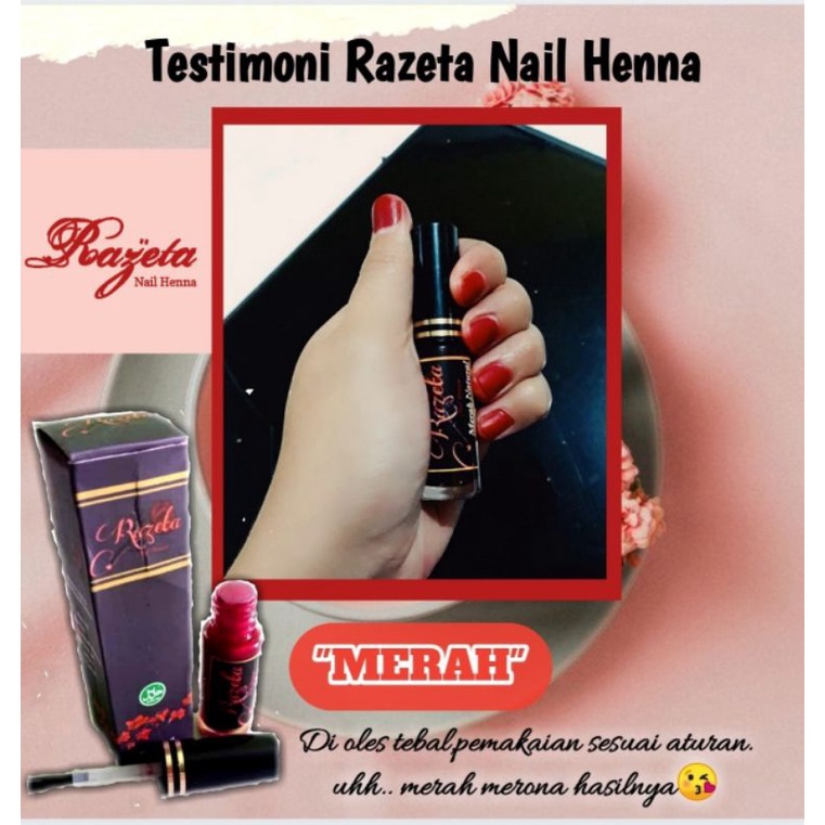 (MASTER STOKIS) PROMO RAZETA NAIL HENNA- HALAL - AWET 3 bulan - No luntur luntur