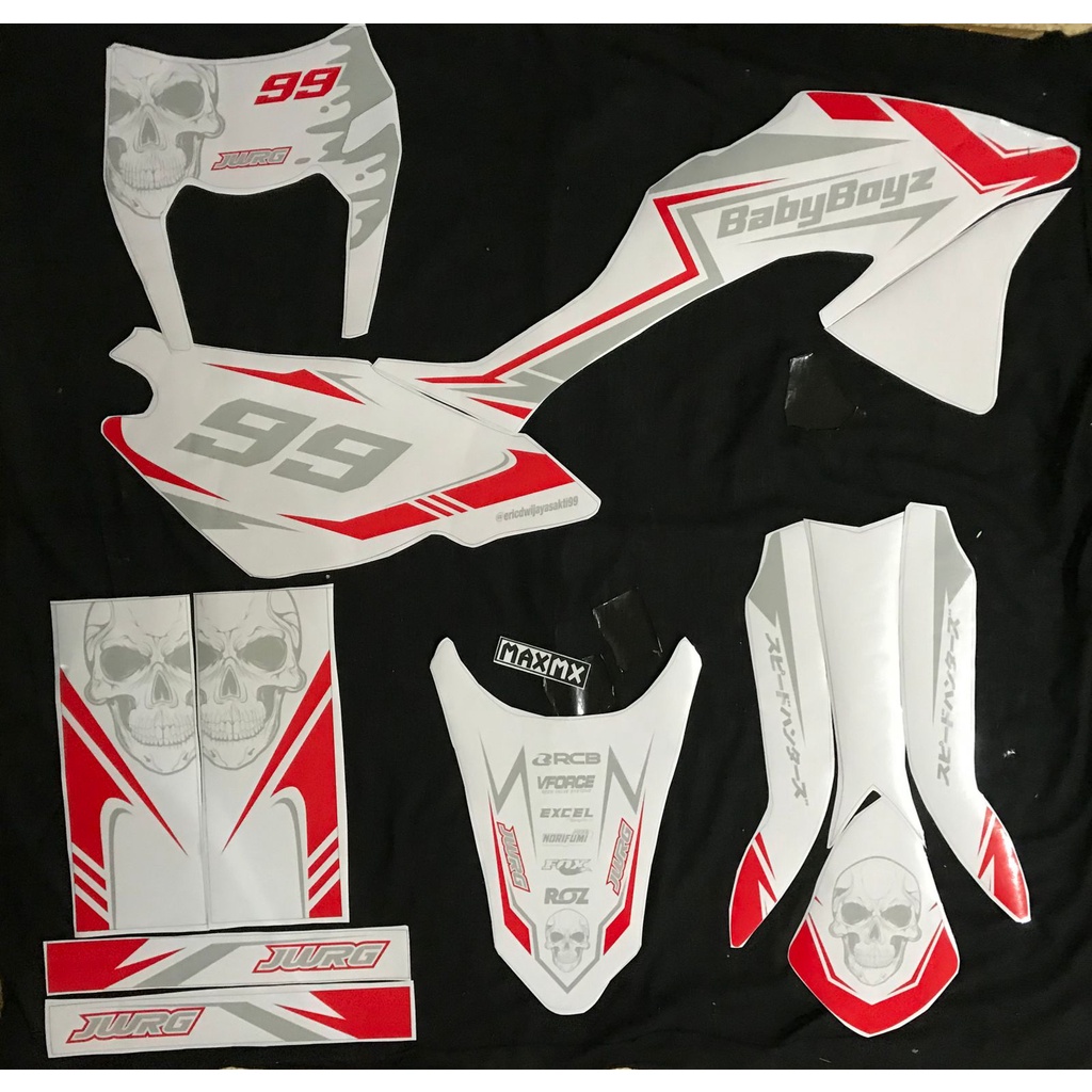 DECAL KLX 150 BF PUTIH ABU MERAH