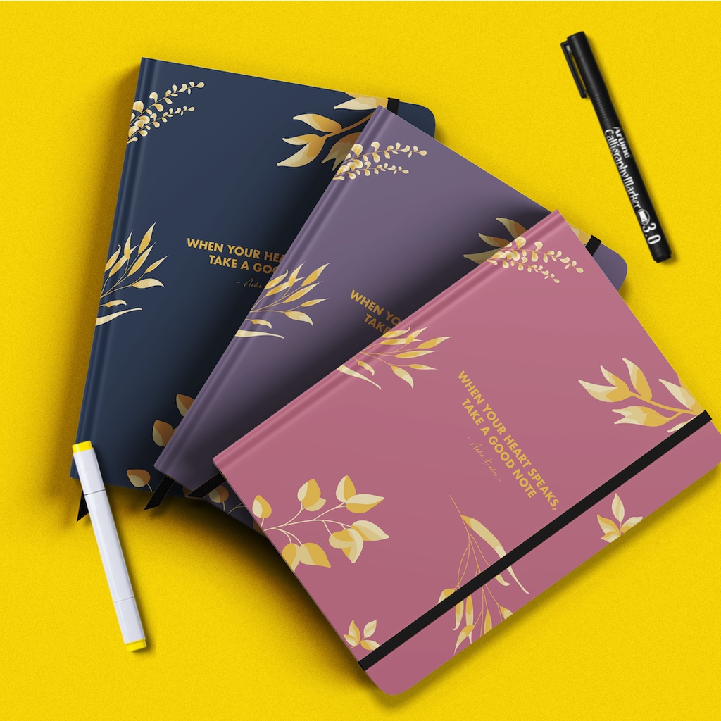 

Buku Notebook Flowery Flora Theme Ukuran A5 Custom Tulisan dan Warna Notebook Hardcover Ukuran A5 A6