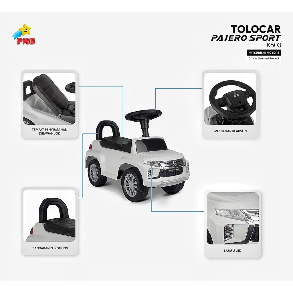 Mobil Anak Bisa Dinaiki Mitsubishi Pajero Sport Mainan Mobil Dorong Anak Ada Lampu Suara K603 / K603B