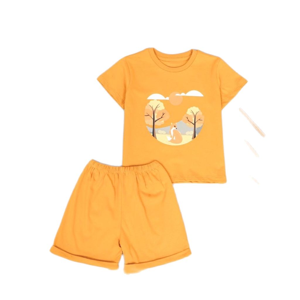 ZASKIYA - Setelan Anak Graphic Tee Set Basic Tee Hotpants / Setelan Anak Katun 1-3 Thn