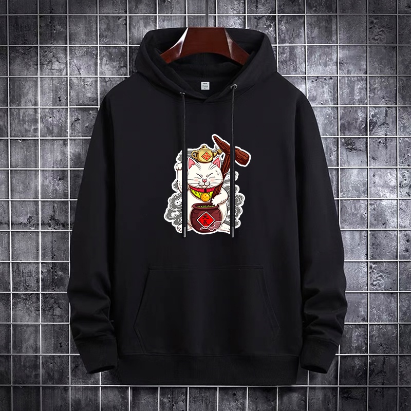 Lilipop.id Sweater Pria Maneki Neko Hoodie Outwear Jumper