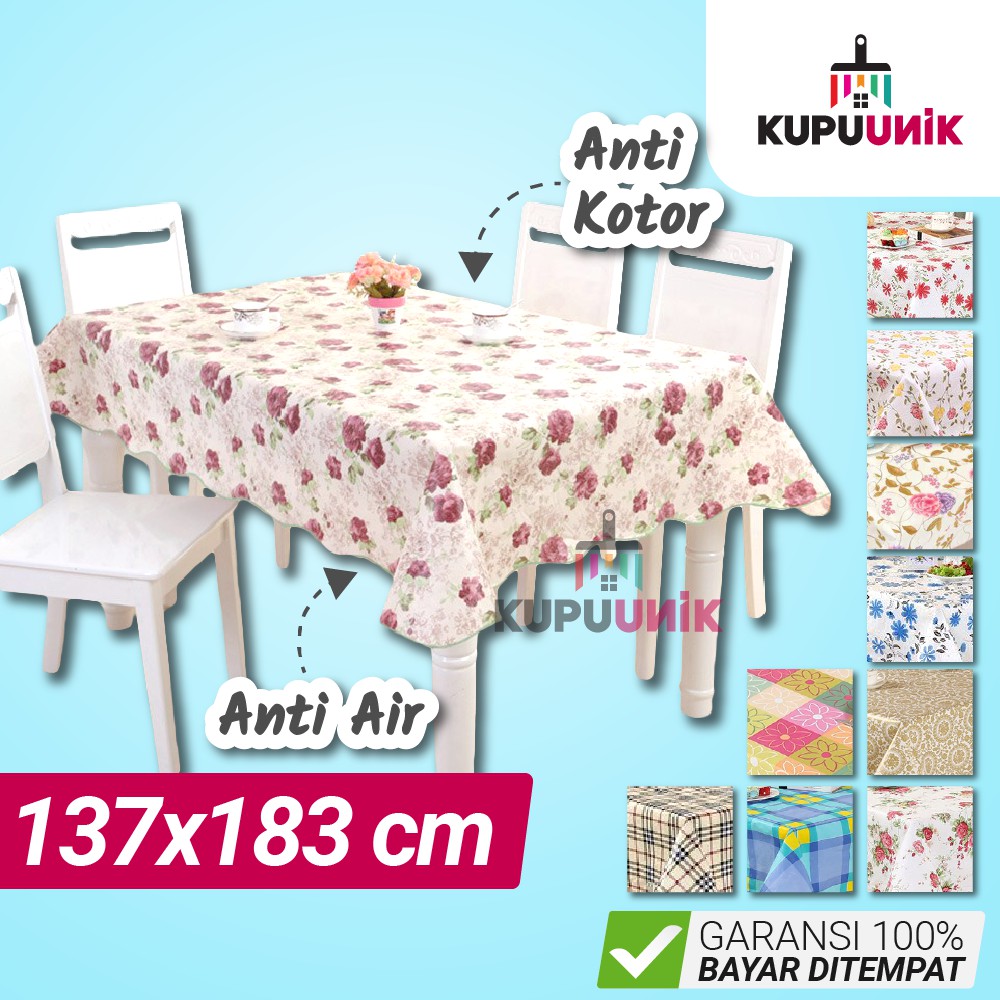 

Piscoklegit_ (Lebih Besar) Taplak Meja Makan 4 6 Kursi Anti Air Anti Minyak Alas Meja Bahan Plastik