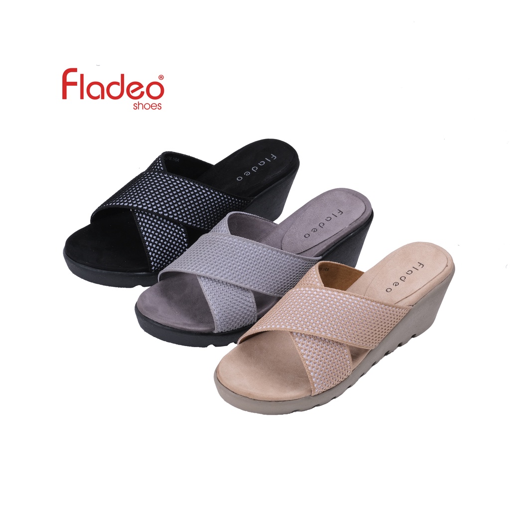 Fladeo H21/LDJ276-1RA/Sandal Wedges Slide Wanita [ Wedges Sandals ]