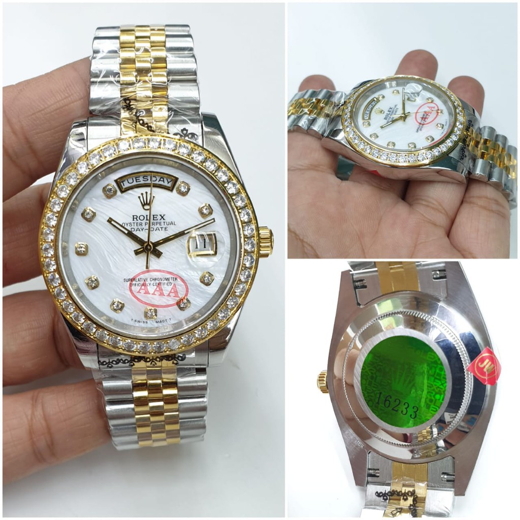 Jam Tangan Wanita ROLEX DAY DATE SILVER COMBI GOLD SUPER PREMIUM