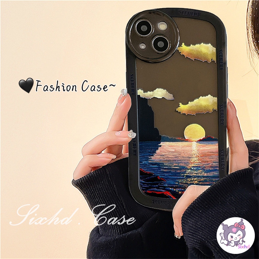 Redmi Note 12 11 11s 10 9 8Pro Redmi 12C 10C 10A 10 9T 9C 9A 9 A1 A1+ Xiaomi 11 Lite 12T 11TPro Mi Poco M3 X3Pro NFC Ins Fashion Simple Sunset Round Lens Phone Case Soft Shockproof Cover