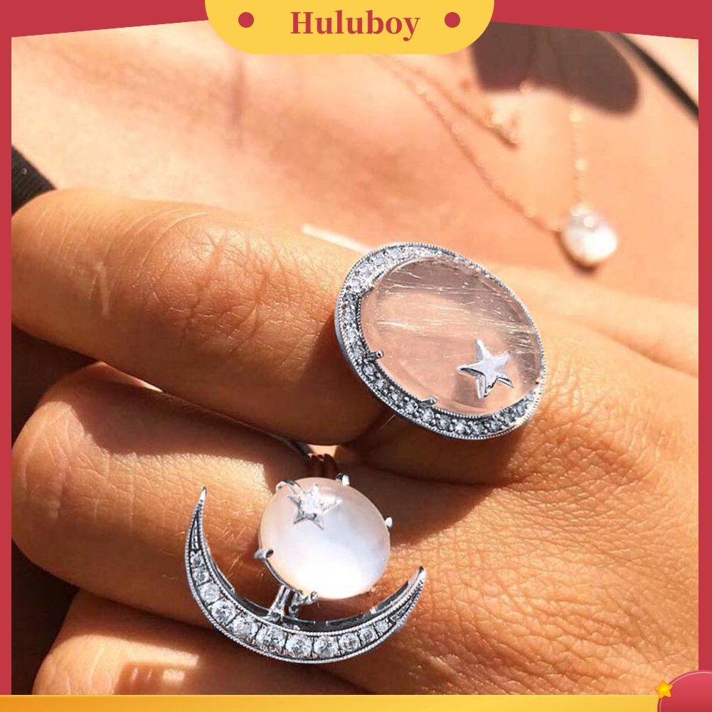 Hu Hu Hu Hu Hu Alat Bantu Pasang Kacamata♡ 2pcs / Set Cincin Buku Jari Aneka Bentuk Warna Silver Gaya Boho Untuk Wanita