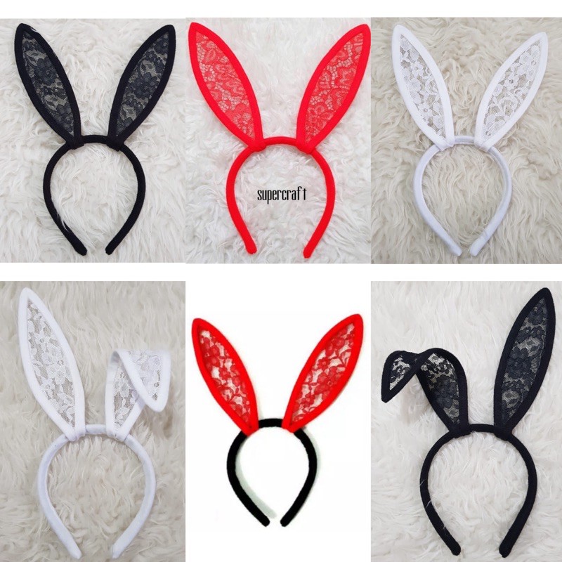 Bando Kelinci Lace Halloween Kostum Party Bridal Shower Devil Bunny Cosplay Bunny Halloween