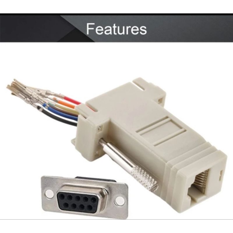 Converter DB 9 to RJ45 Female / extender DB9 female to rj 45 network