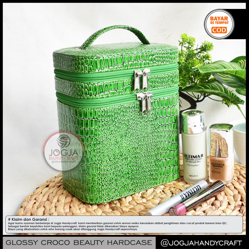 NEW Glossy Croco Edition - 2 Layer Travel Beautycase / Makeup Case / Tas Kosmetik Cosmetic Pouch