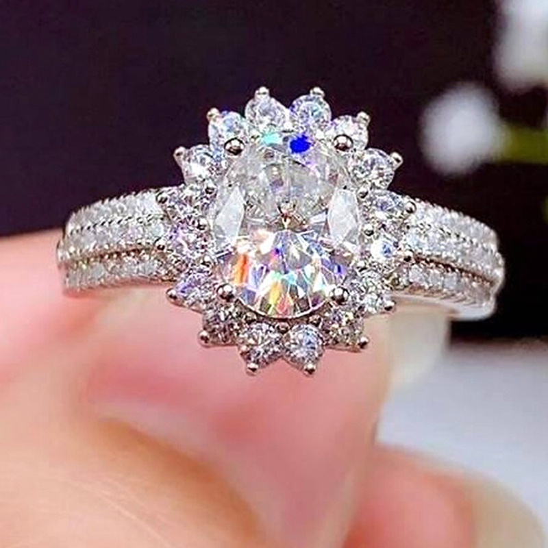 Cincin Wanita Hias Cubic Zirconia Gaya Trendymewah Bling Untuk Pertunanganpernikahanpesta